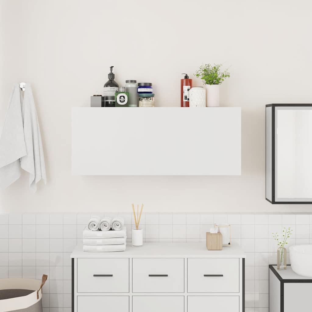 Mobile da Bagno a Parete Bianco 100x25x40 cm in Truciolato