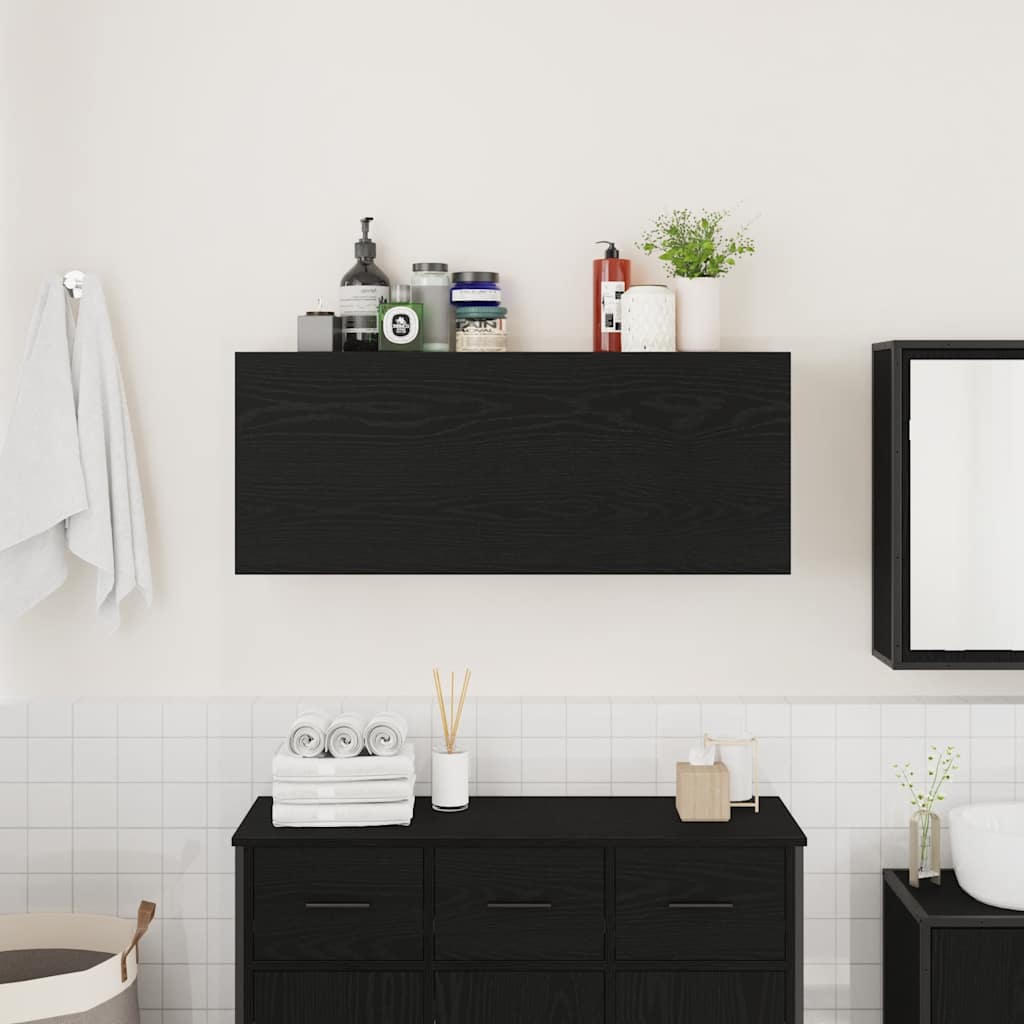 Mobile da Bagno a Parete Nero 100x25x40 cm in Truciolato