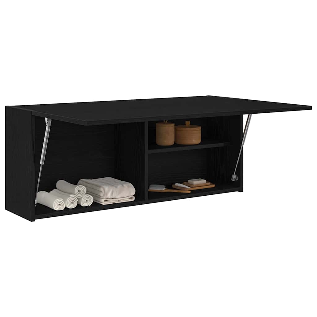 Mobile da Bagno a Parete Nero 100x25x40 cm in Truciolato