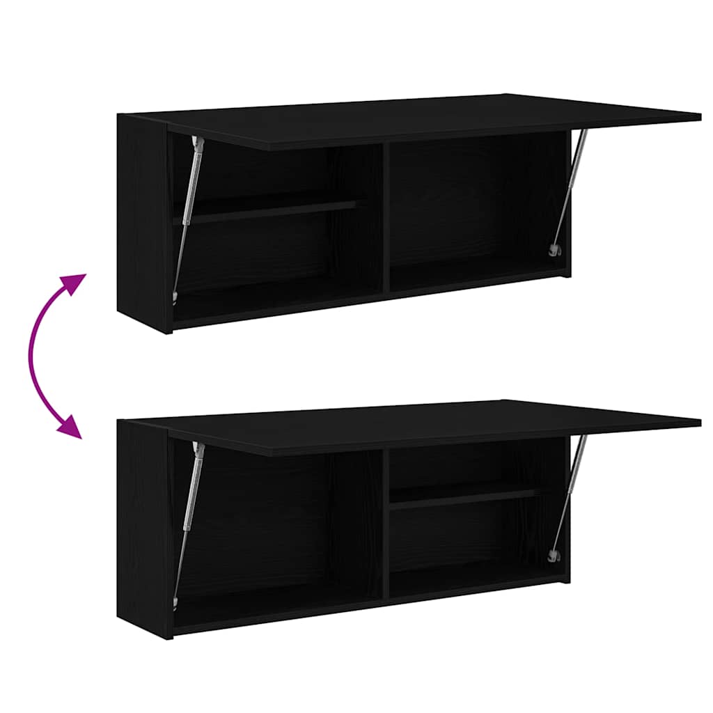 Mobile da Bagno a Parete Nero 100x25x40 cm in Truciolato