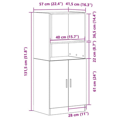 Mobile da Cucina Bianco 57x41,5x131,5 cm in Truciolato