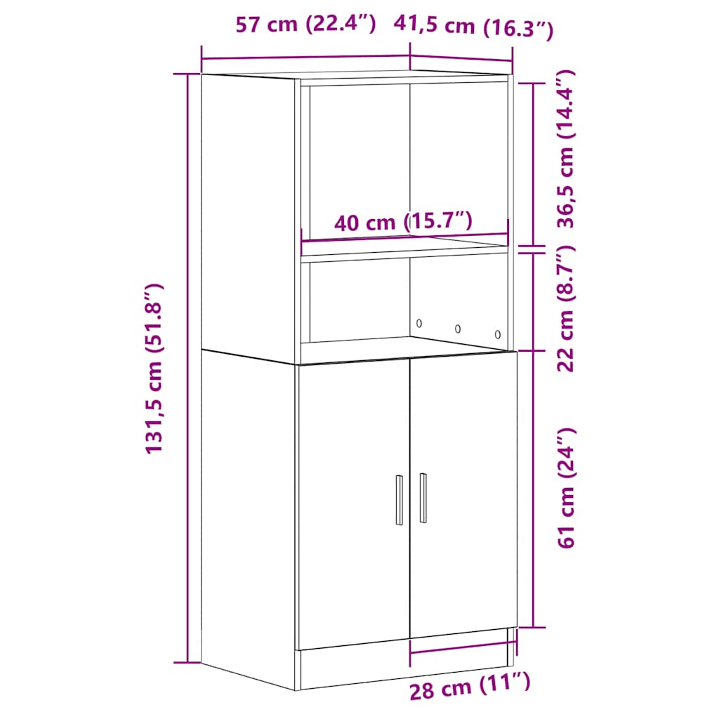 Mobile da Cucina Nero 57x41,5x131,5 cm in Truciolato - homemem39