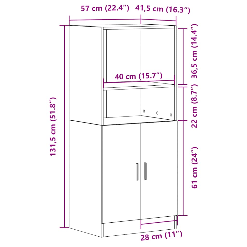Mobile da Cucina Grigio Cemento 57x41,5x131,5 cm in Truciolato - homemem39