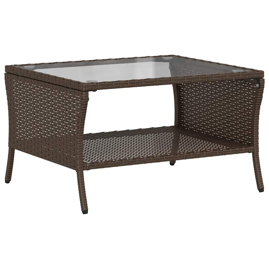 Divano a 2 Posti con Cuscini e Tavolo Marrone Polyrattan | homemem39