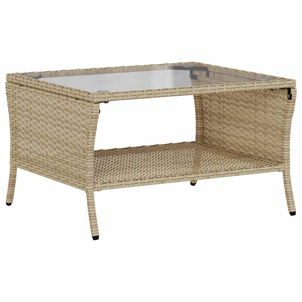 Divano Giardino 2 Posti con Cuscini e Tavolo Beige Polyrattan - homemem39