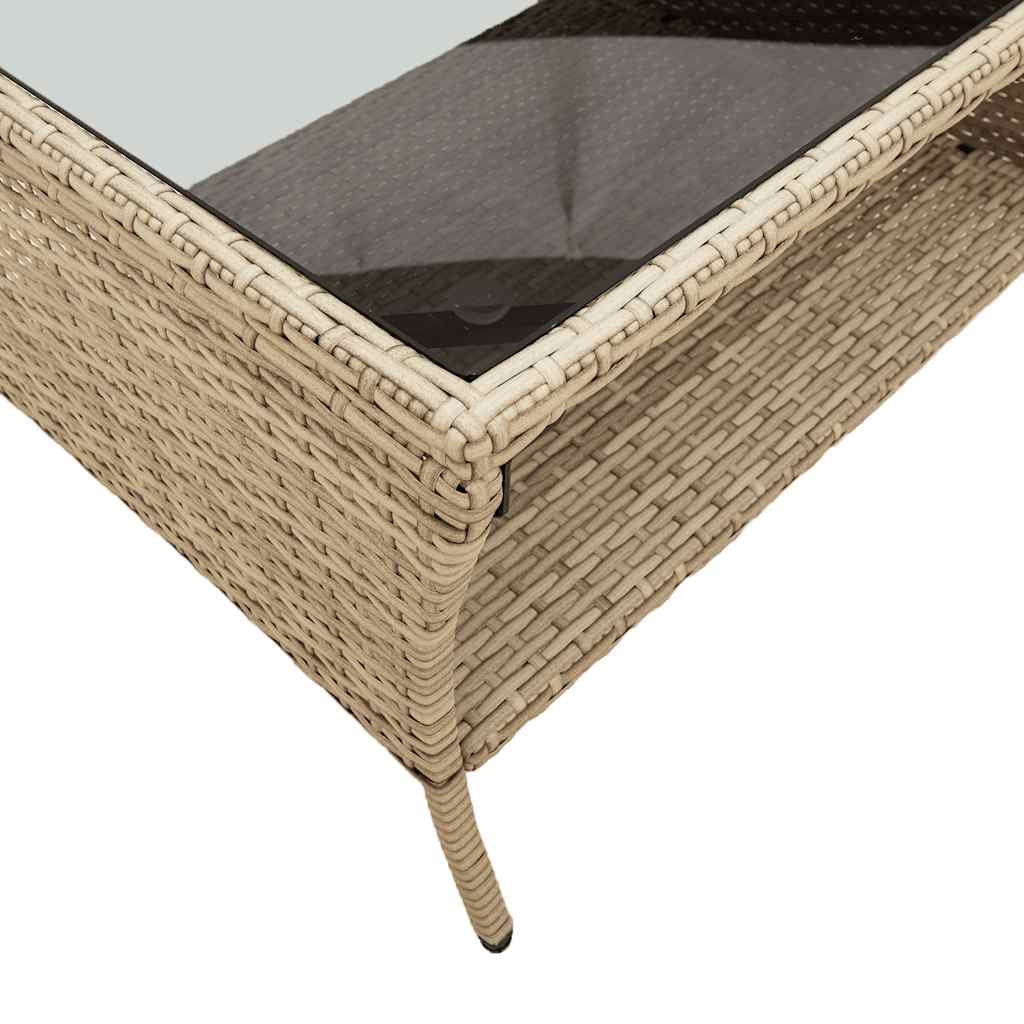 Divano Giardino 2 Posti con Cuscini e Tavolo Beige Polyrattan - homemem39