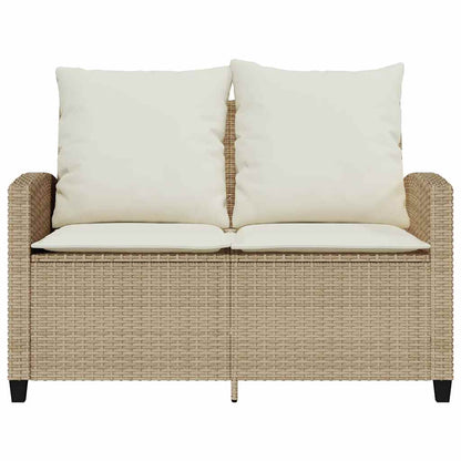 Divano Giardino 2 Posti con Cuscini e Tavolo Beige Polyrattan - homemem39