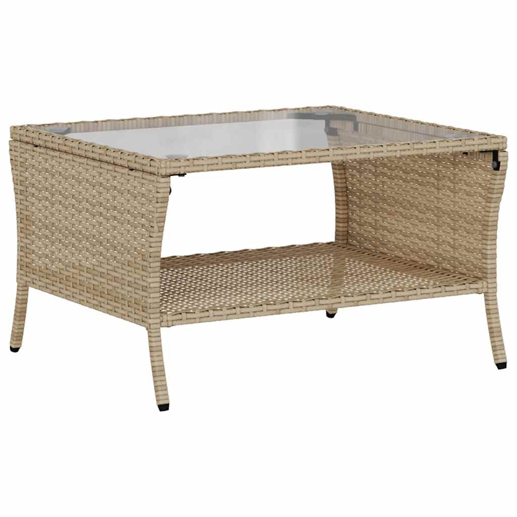 Divano Giardino 2 Posti con Cuscini e Tavolo Beige Polyrattan - homemem39