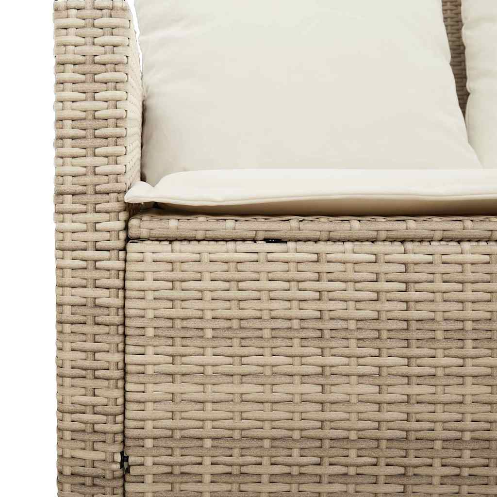 Divano Giardino 2 Posti con Cuscini e Tavolo Beige Polyrattan | homemem39