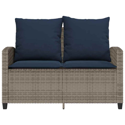 Divano da Giardino a 2 Posti Cuscini&Tavolo Grigio Polyrattan | homemem39