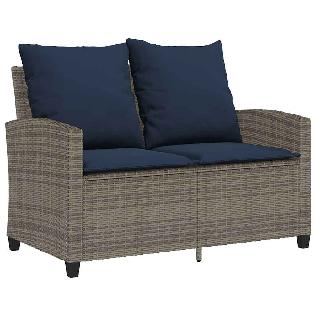 Divano da Giardino a 2 Posti Cuscini&Tavolo Grigio Polyrattan - homemem39