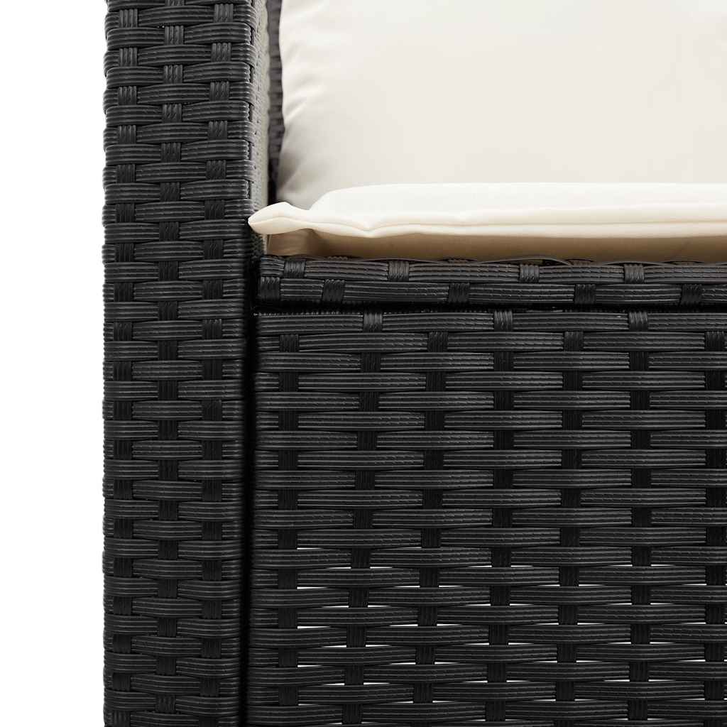 Divano da Giardino a 3 Posti Cuscini&Tavolo Nero in Polyrattan | homemem39