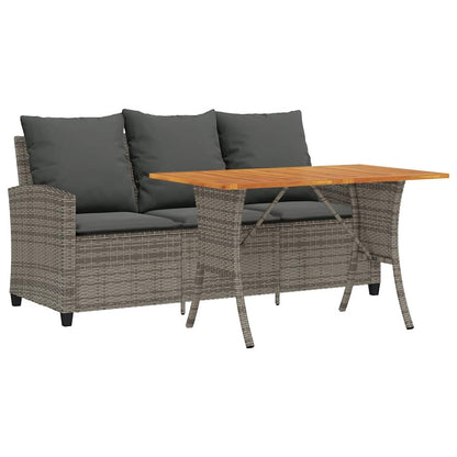 Divano da Giardino a 3 Posti Cuscini&Tavolo Grigio Polyrattan - homemem39