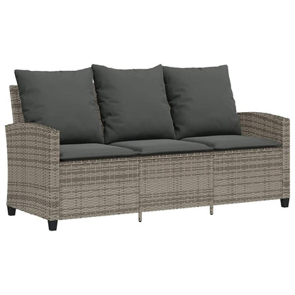Divano da Giardino a 3 Posti Cuscini&Tavolo Grigio Polyrattan | homemem39