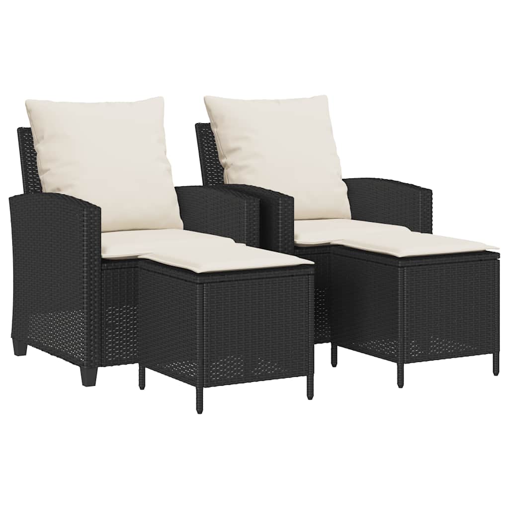 Set Divani da Giardino 4 pz con Cuscini Nero in Polyrattan | homemem39