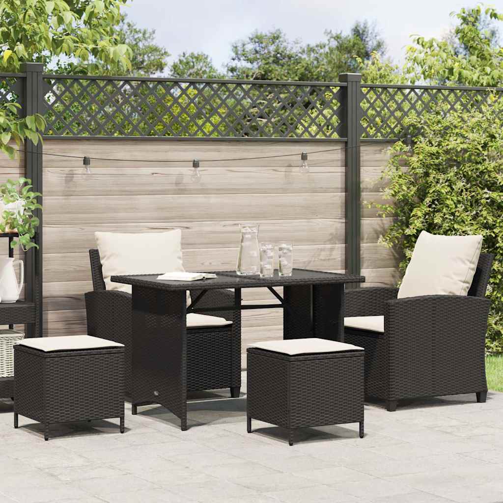 Set Divani da Giardino 4 pz con Cuscini Nero in Polyrattan | homemem39