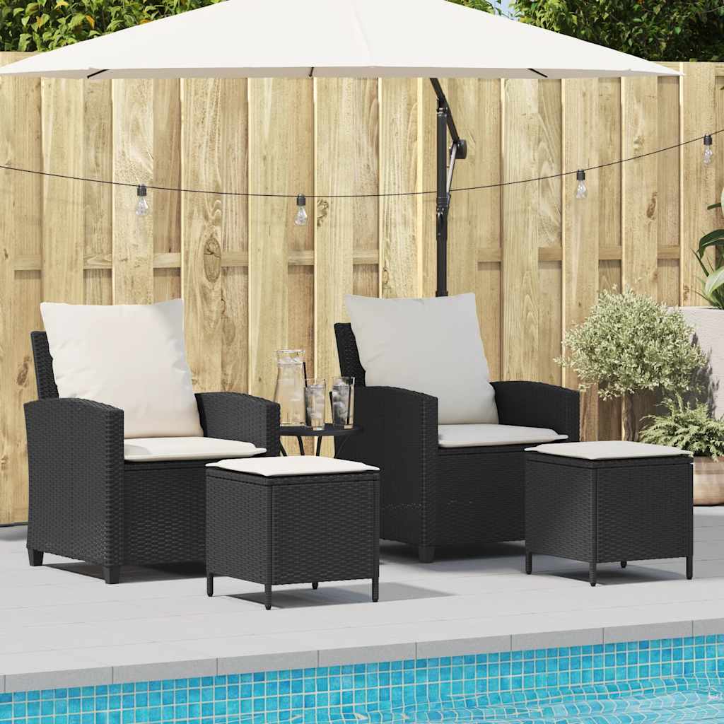 Set Divani da Giardino 4 pz con Cuscini Nero in Polyrattan | homemem39