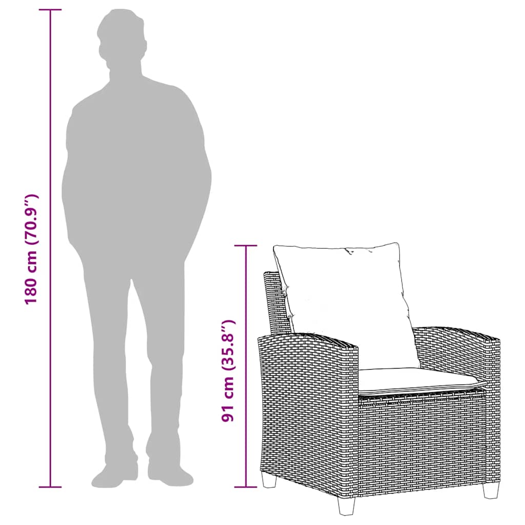 Set Divano da Giardino 4 pz con Cuscini Marrone in Polyrattan | homemem39