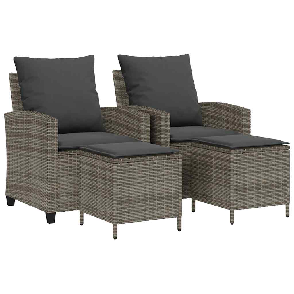 Set Divani da Giardino 4 pz con Cuscini in Polyrattan Grigio | homemem39