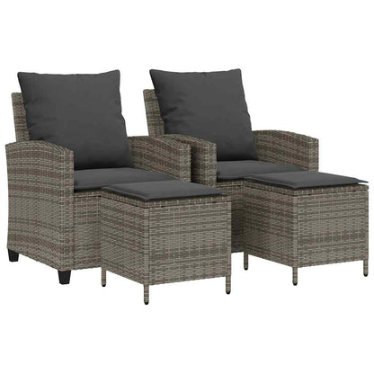 Set Divani da Giardino 4 pz con Cuscini in Polyrattan Grigio | homemem39