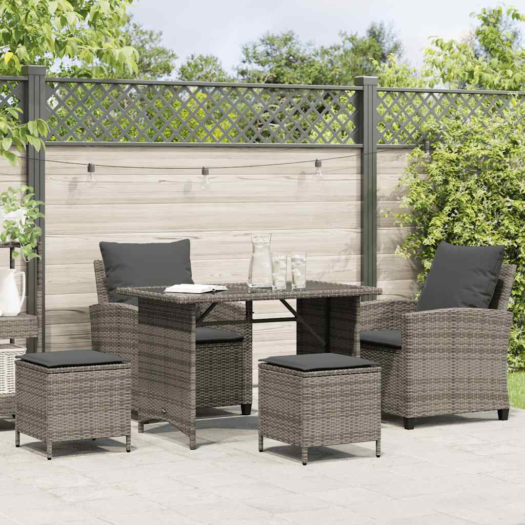 Set Divani da Giardino 4 pz con Cuscini in Polyrattan Grigio | homemem39