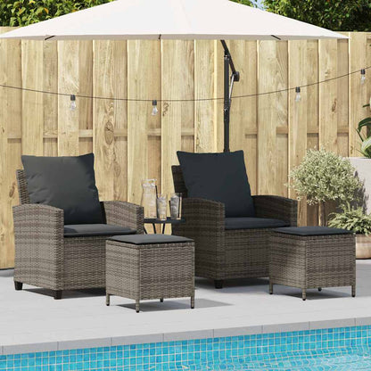 Set Divani da Giardino 4 pz con Cuscini in Polyrattan Grigio | homemem39