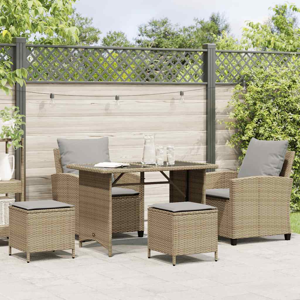 Set Divano da Giardino 4 pz con Cuscini Beige in Polyrattan | homemem39