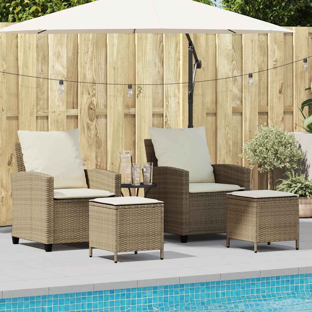 Set Divano da Giardino 4 pz con Cuscini Beige in Polyrattan | homemem39