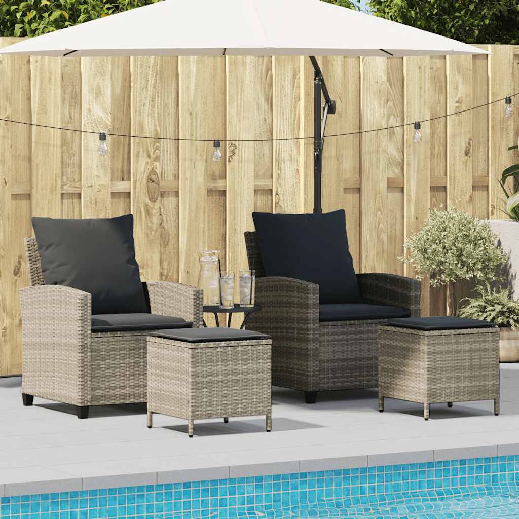 Set Divano da Giardino 4pz con Cuscini Grigio Chiaro Polyrattan | homemem39
