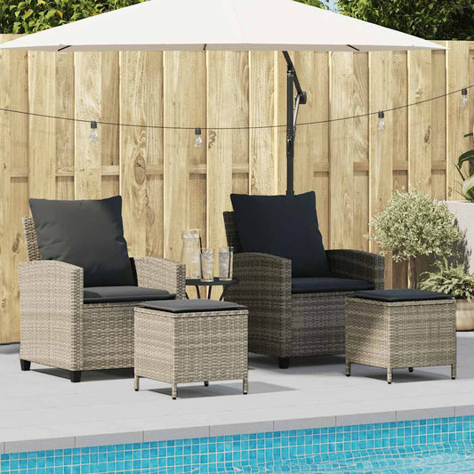 Set Divano da Giardino 4pz con Cuscini Grigio Chiaro Polyrattan | homemem39