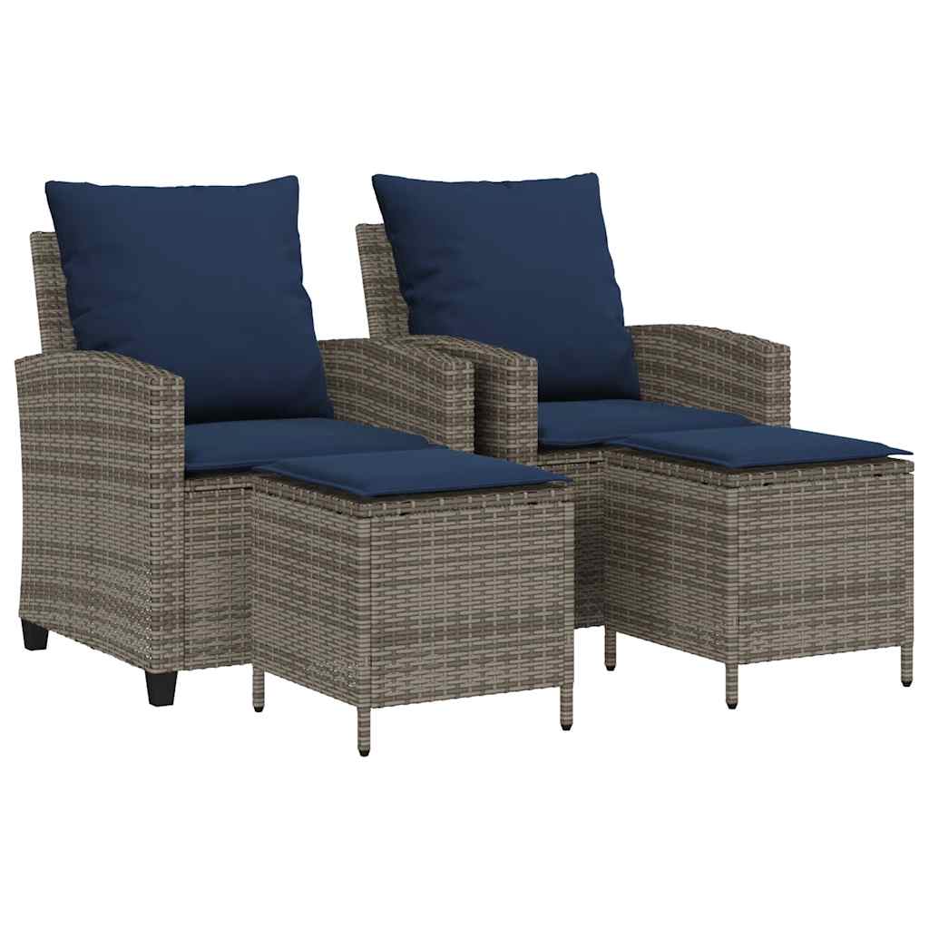 Set Divani da Giardino 4 pz con Cuscini in Polyrattan Grigio | homemem39