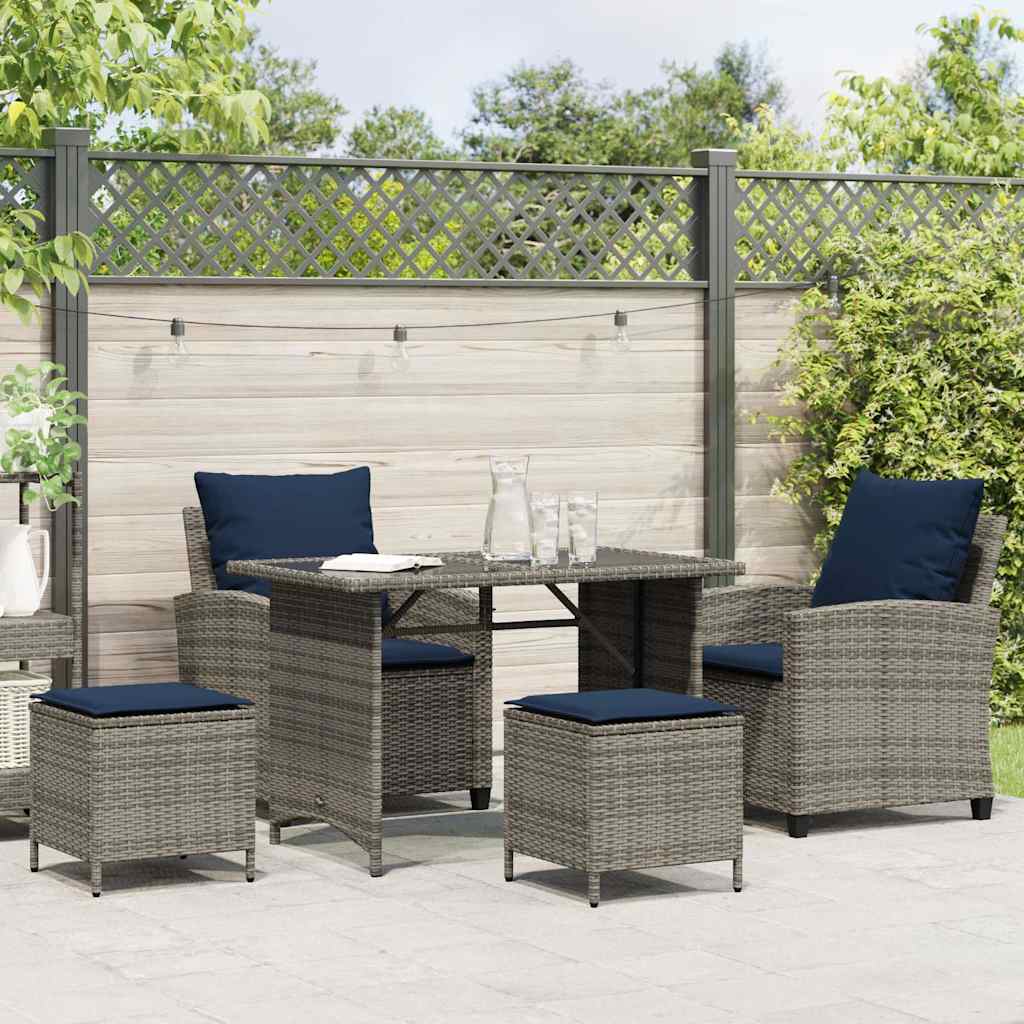 Set Divani da Giardino 4 pz con Cuscini in Polyrattan Grigio | homemem39