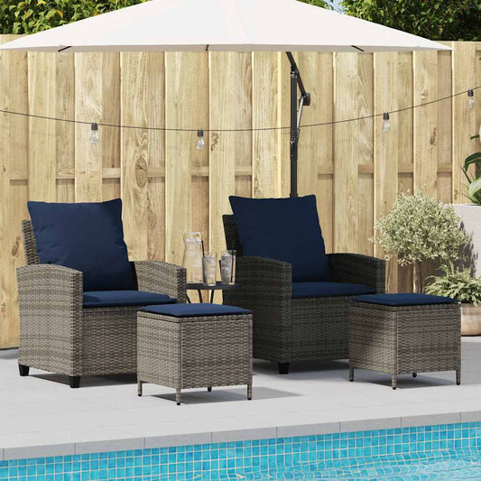 Set Divani da Giardino 4 pz con Cuscini in Polyrattan Grigio | homemem39