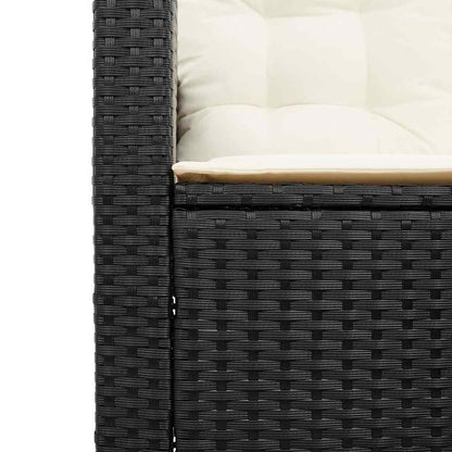 Divano da Giardino con Tavolo e Cuscini a L Nero in Polyrattan