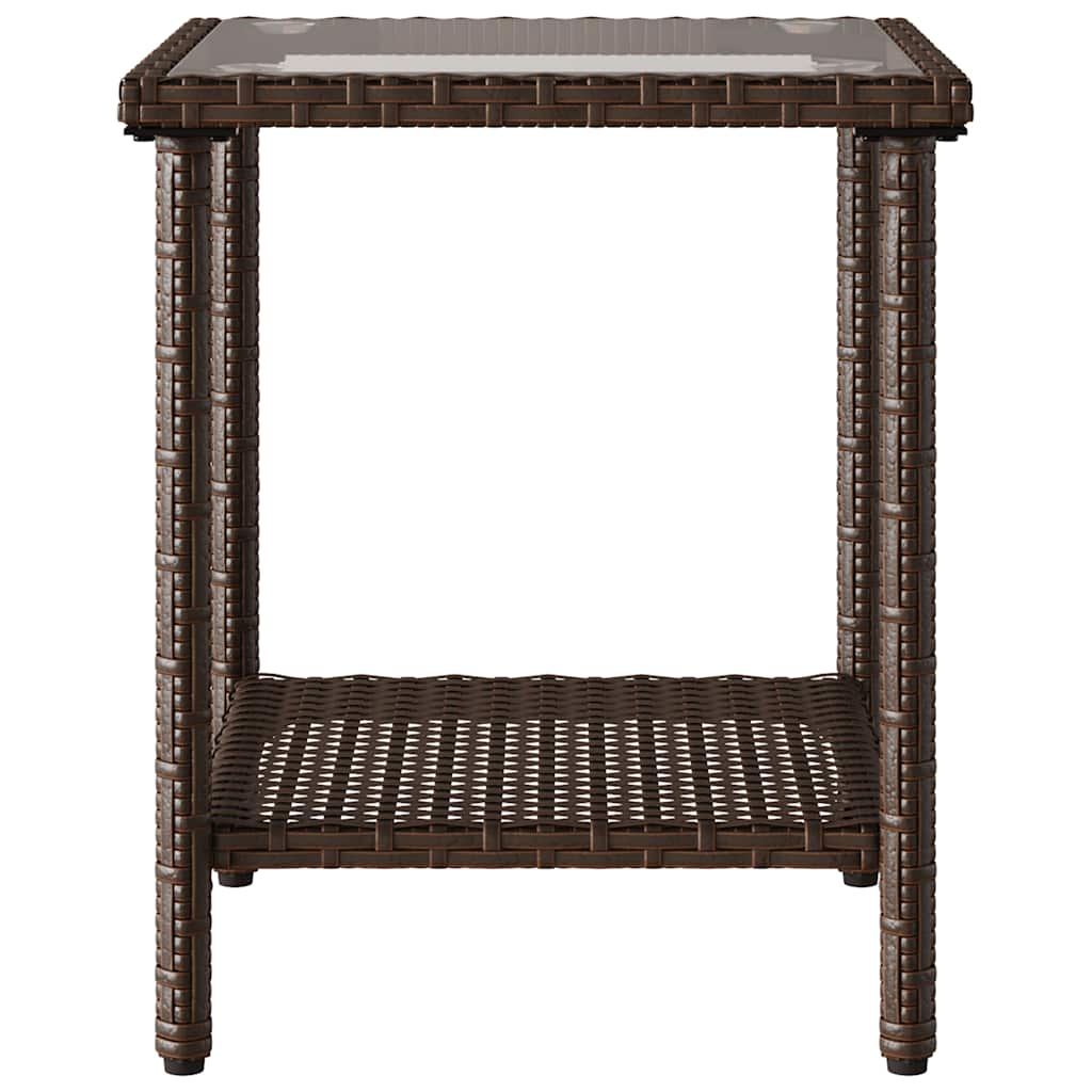 Divano da Giardino con Tavolo e Cuscini a L Marrone Polyrattan | homemem39