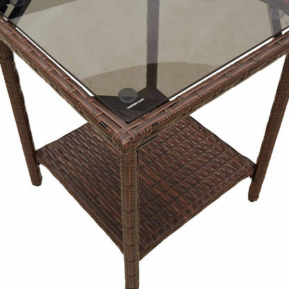 Divano da Giardino con Tavolo e Cuscini a L Marrone Polyrattan | homemem39