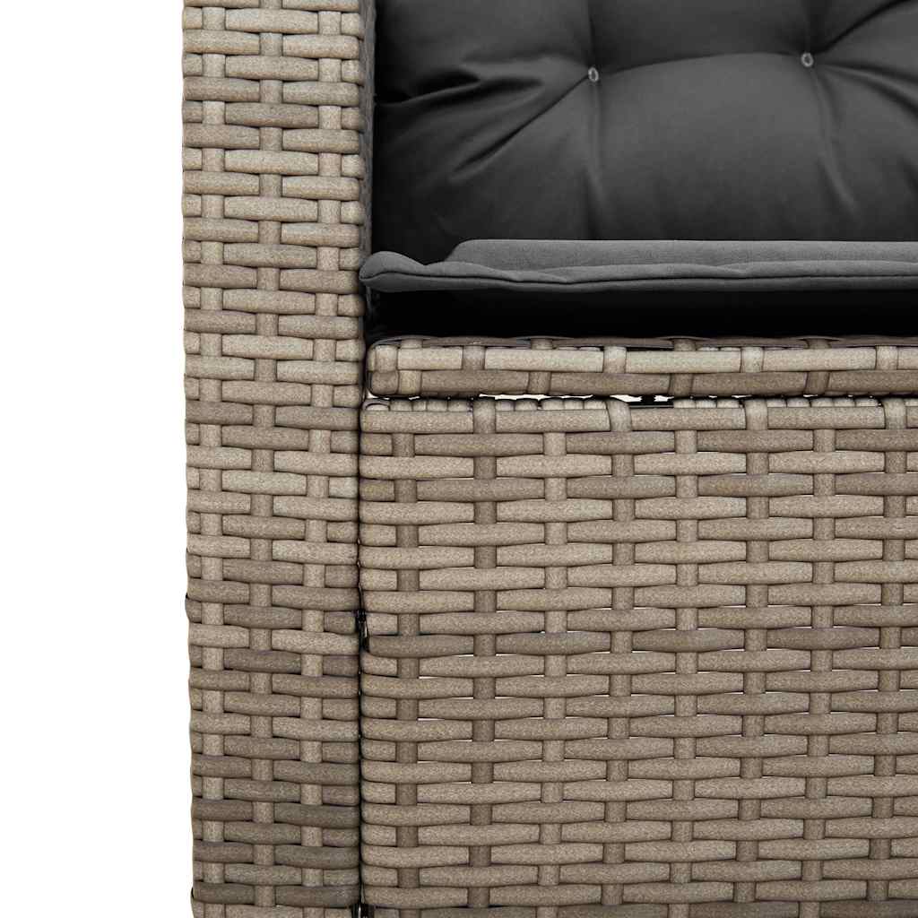 Divano da Giardino con Tavolo e Cuscini a L Grigio Polyrattan | homemem39