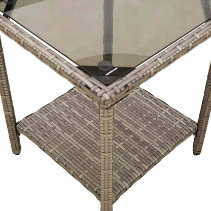 Divano da Giardino con Tavolo e Cuscini a L Grigio Polyrattan