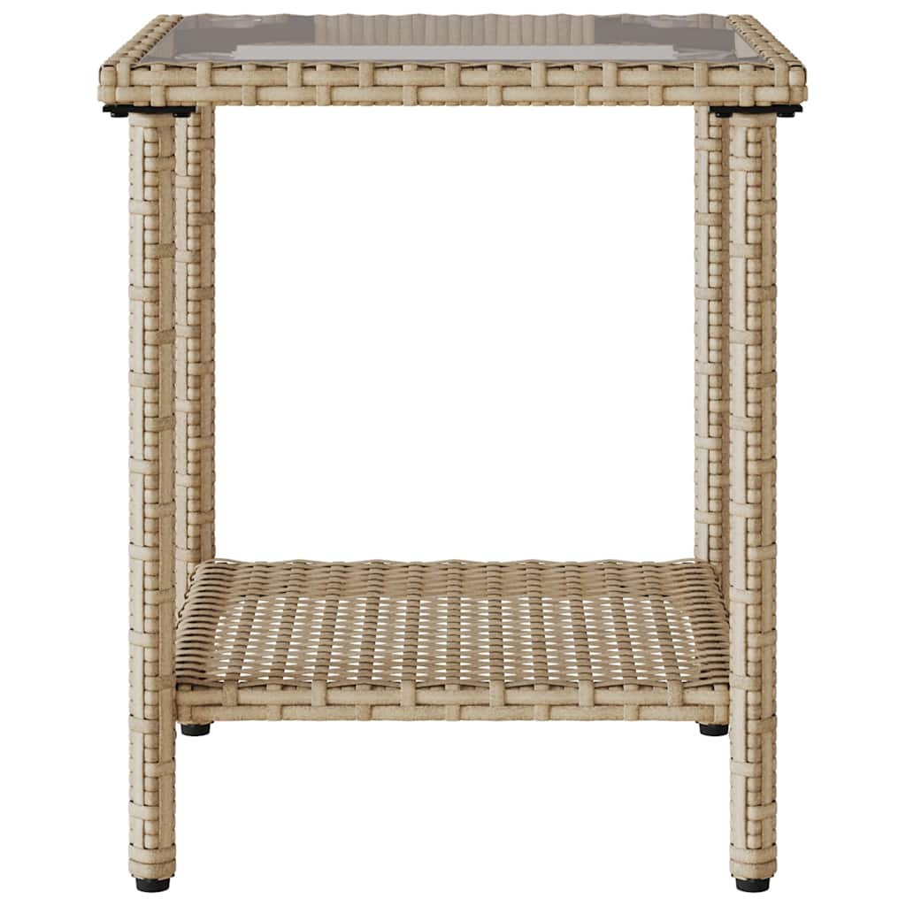 Divano da Giardino con Tavolo e Cuscini a L Beige in Polyrattan