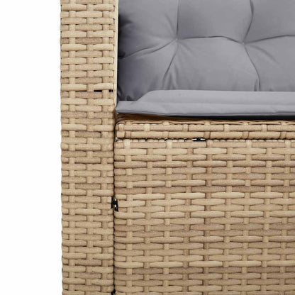 Divano da Giardino con Tavolo e Cuscini a L Beige in Polyrattan