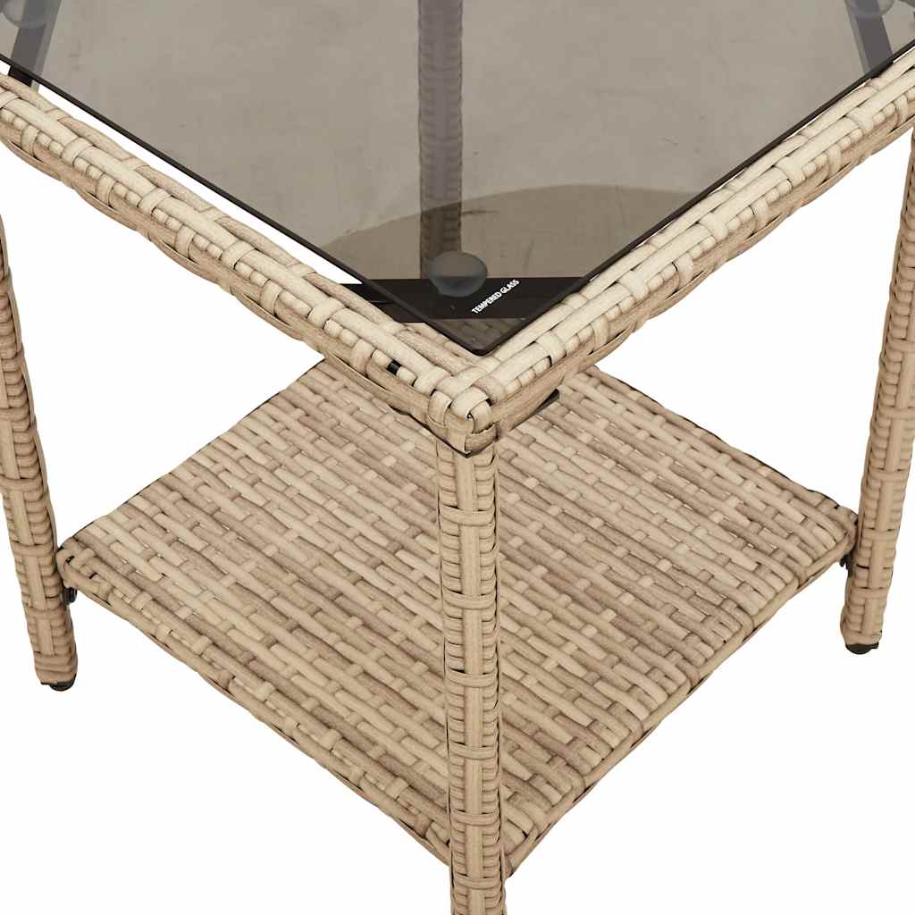 Divano da Giardino con Tavolo e Cuscini a L Beige in Polyrattan | homemem39