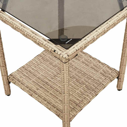 Divano da Giardino con Tavolo e Cuscini a L Beige in Polyrattan | homemem39