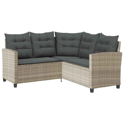 Divano Giardino Tavolo e Cuscini a L Grigio Chiaro Polyrattan | homemem39