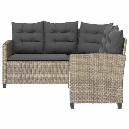 Divano Giardino Tavolo e Cuscini a L Grigio Chiaro Polyrattan | homemem39