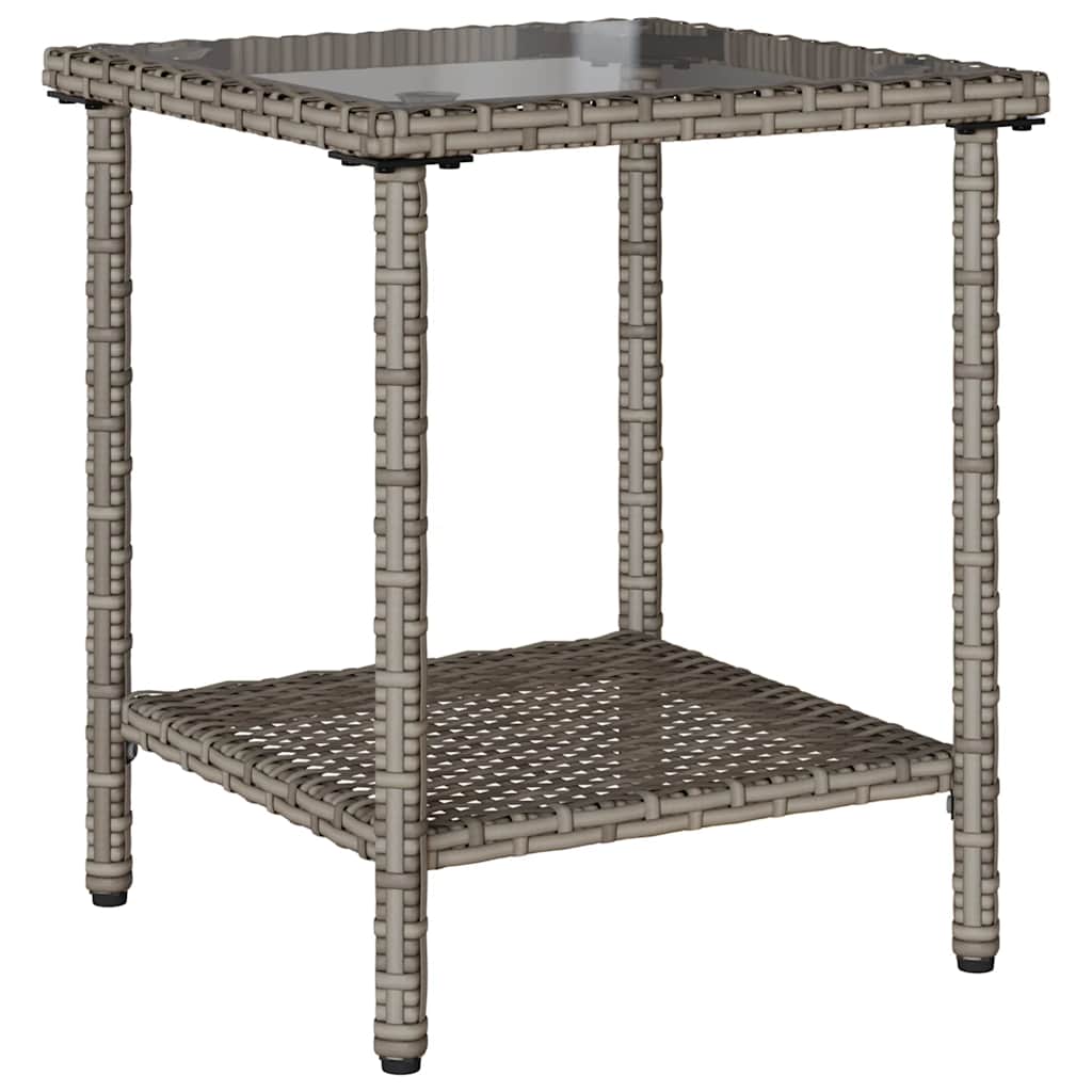 Divano da Giardino con Tavolo e Cuscini a L Grigio Polyrattan | homemem39