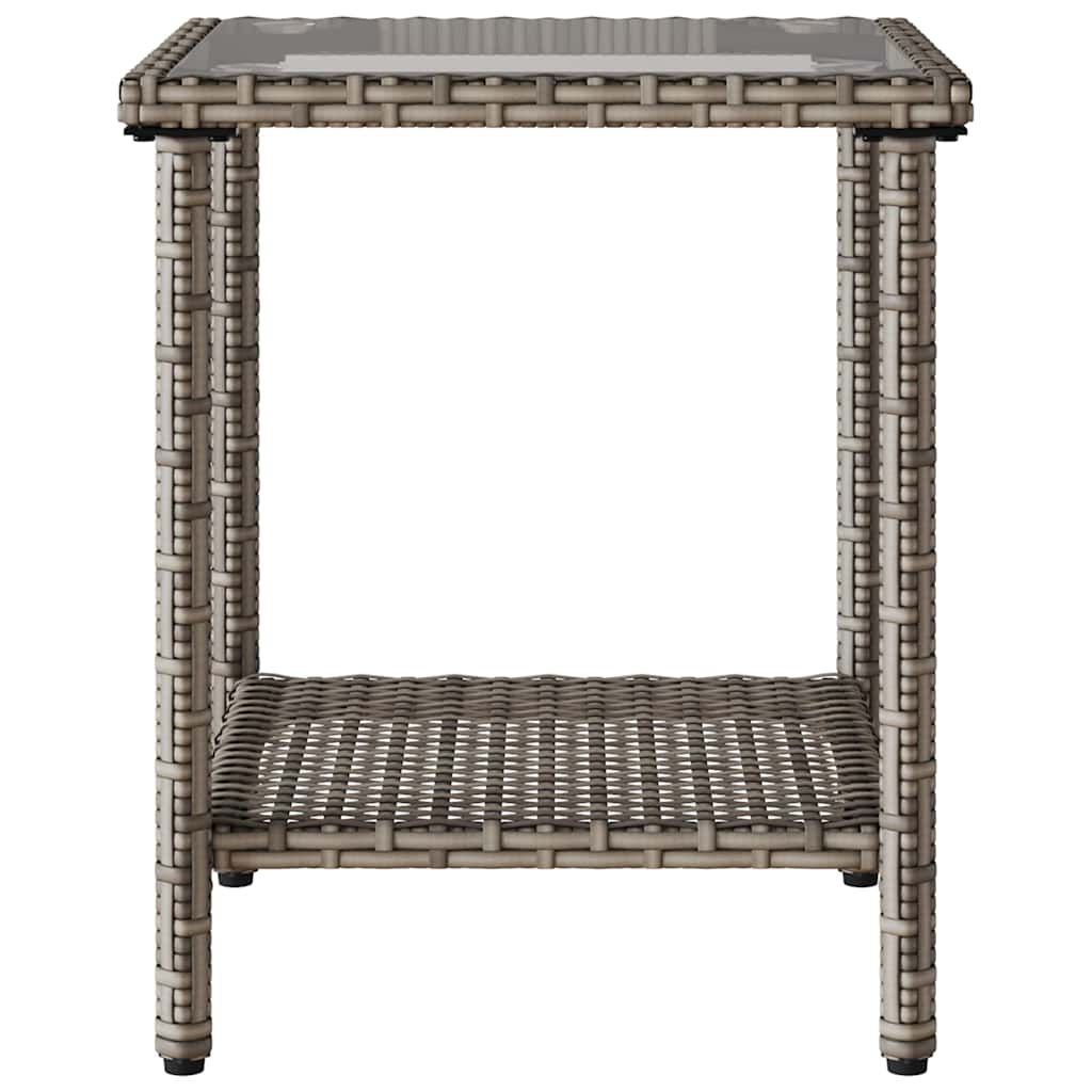 Divano da Giardino con Tavolo e Cuscini a L Grigio Polyrattan