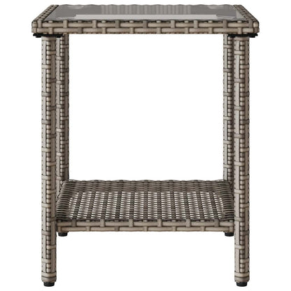 Divano da Giardino con Tavolo e Cuscini a L Grigio Polyrattan