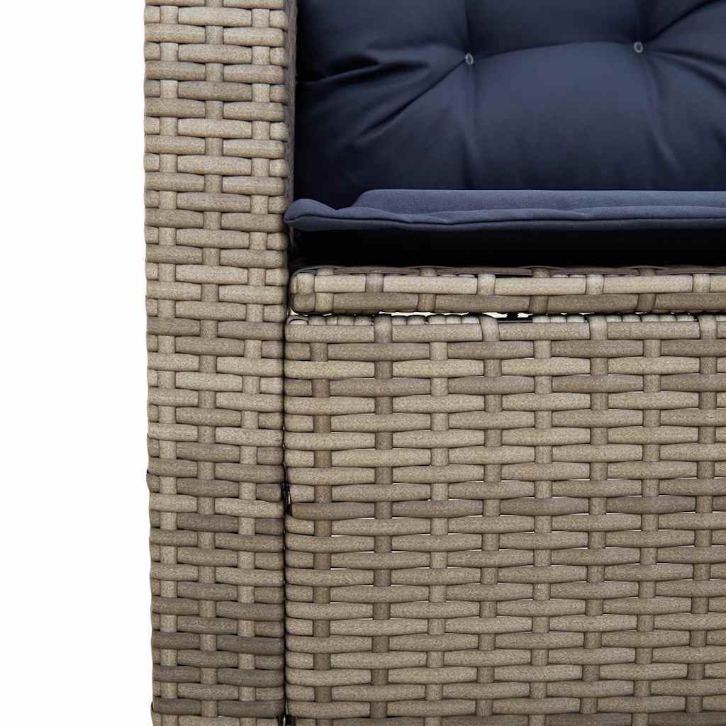 Divano da Giardino con Tavolo e Cuscini a L Grigio Polyrattan