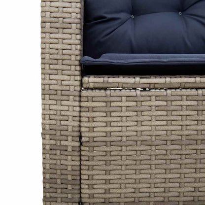 Divano da Giardino con Tavolo e Cuscini a L Grigio Polyrattan