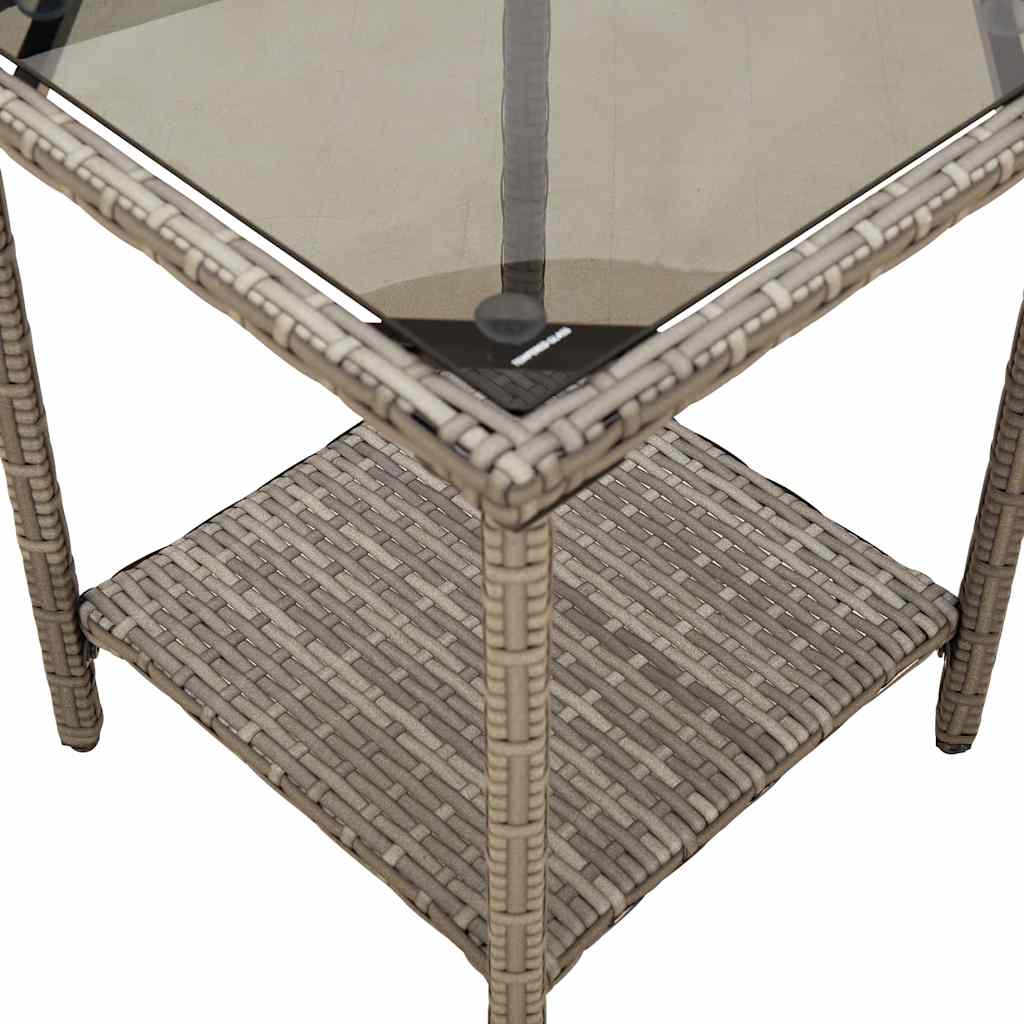 Divano da Giardino con Tavolo e Cuscini a L Grigio Polyrattan | homemem39